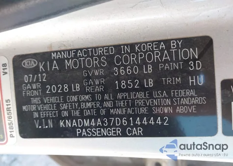 2013 Kia Rio Lx z USA, uszkodzony, nr VIN KNADM4A37D6144442